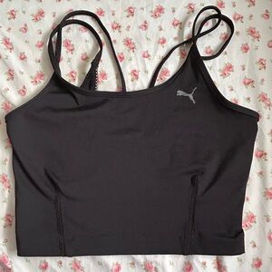 puma black sports tank top cropped small